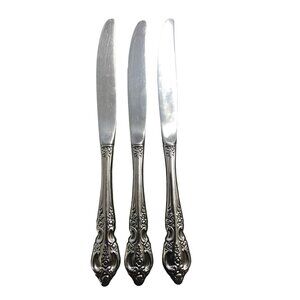 3 Oneida Dinner Knives RENOIR Pembrooke Stainless SSS USA Silverware Flatware